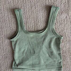 Fresh wear Women's Green Ribbed Tank Top